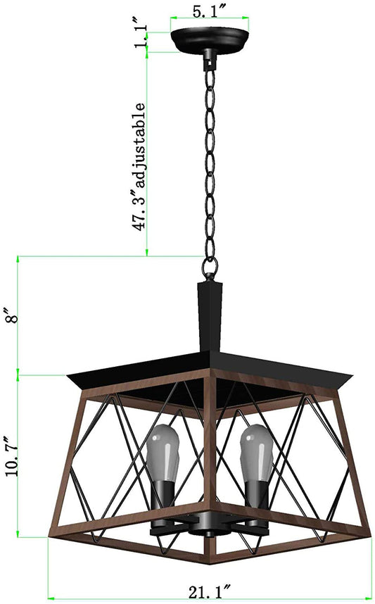 Farmhouse Rustic Chandeliers,Antique Geometric Industrial Hanging