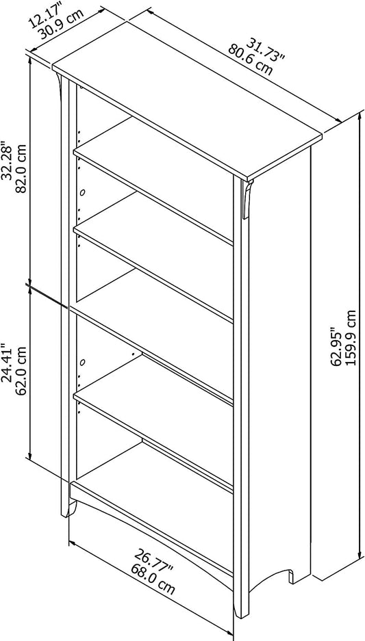 Antique White 5 Shelf Bookcase by Bush Furniture