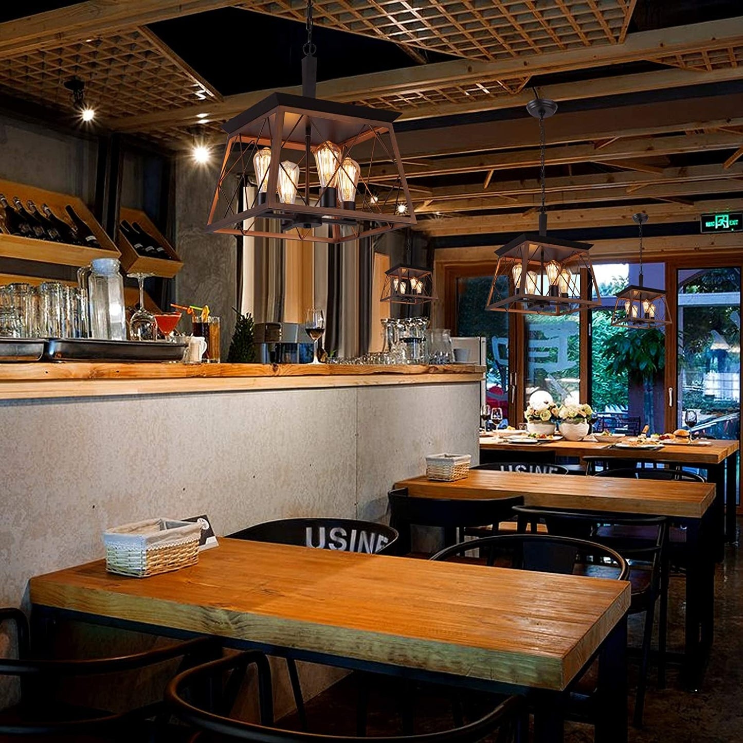 Farmhouse Rustic Chandeliers,Antique Geometric Industrial Hanging