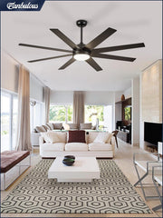 72 Inch Black Outdoor Ceiling Fan With Light And Remote
