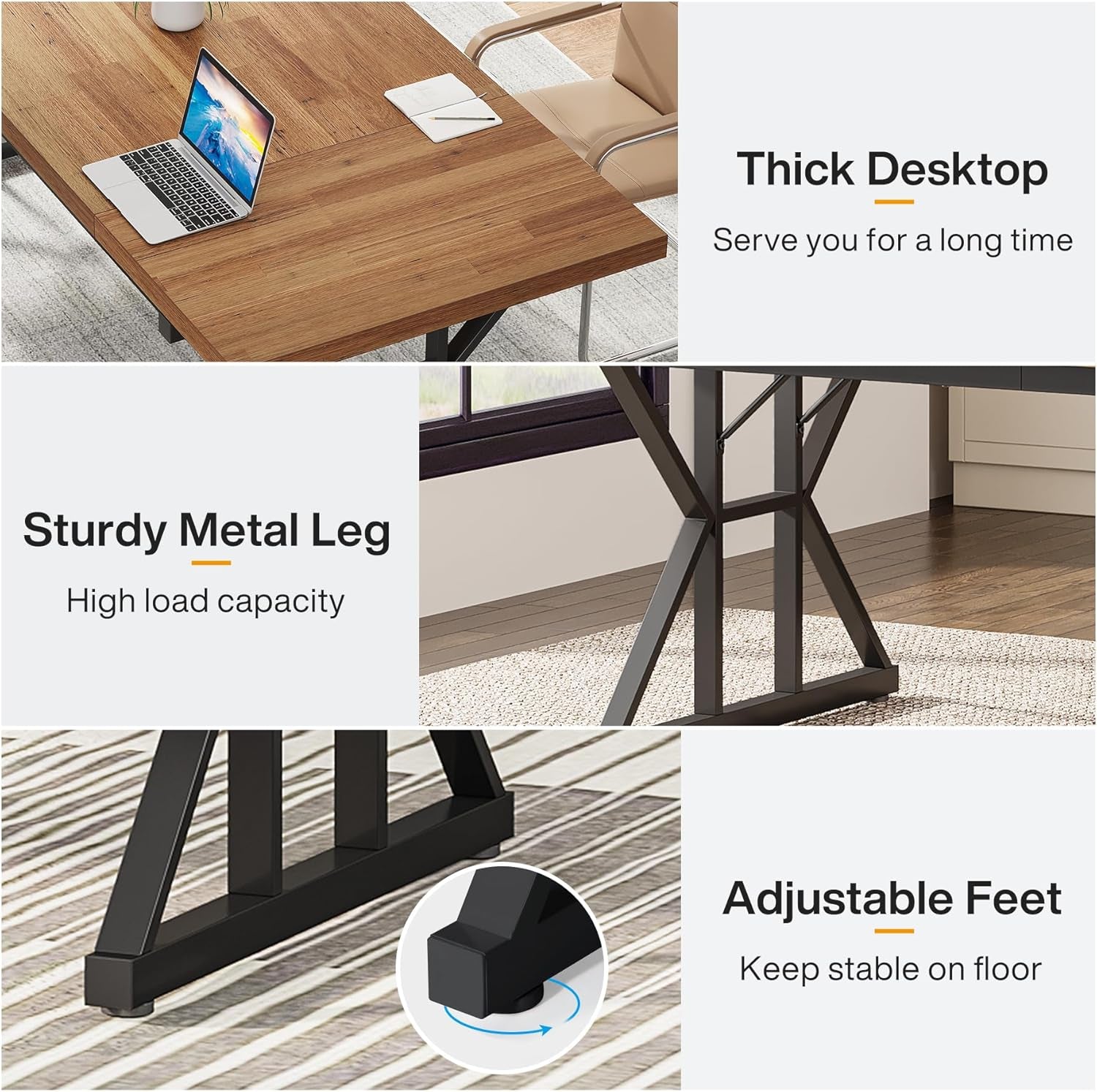 70.8 Inch Executive Desk Large Modern Home Office Desk