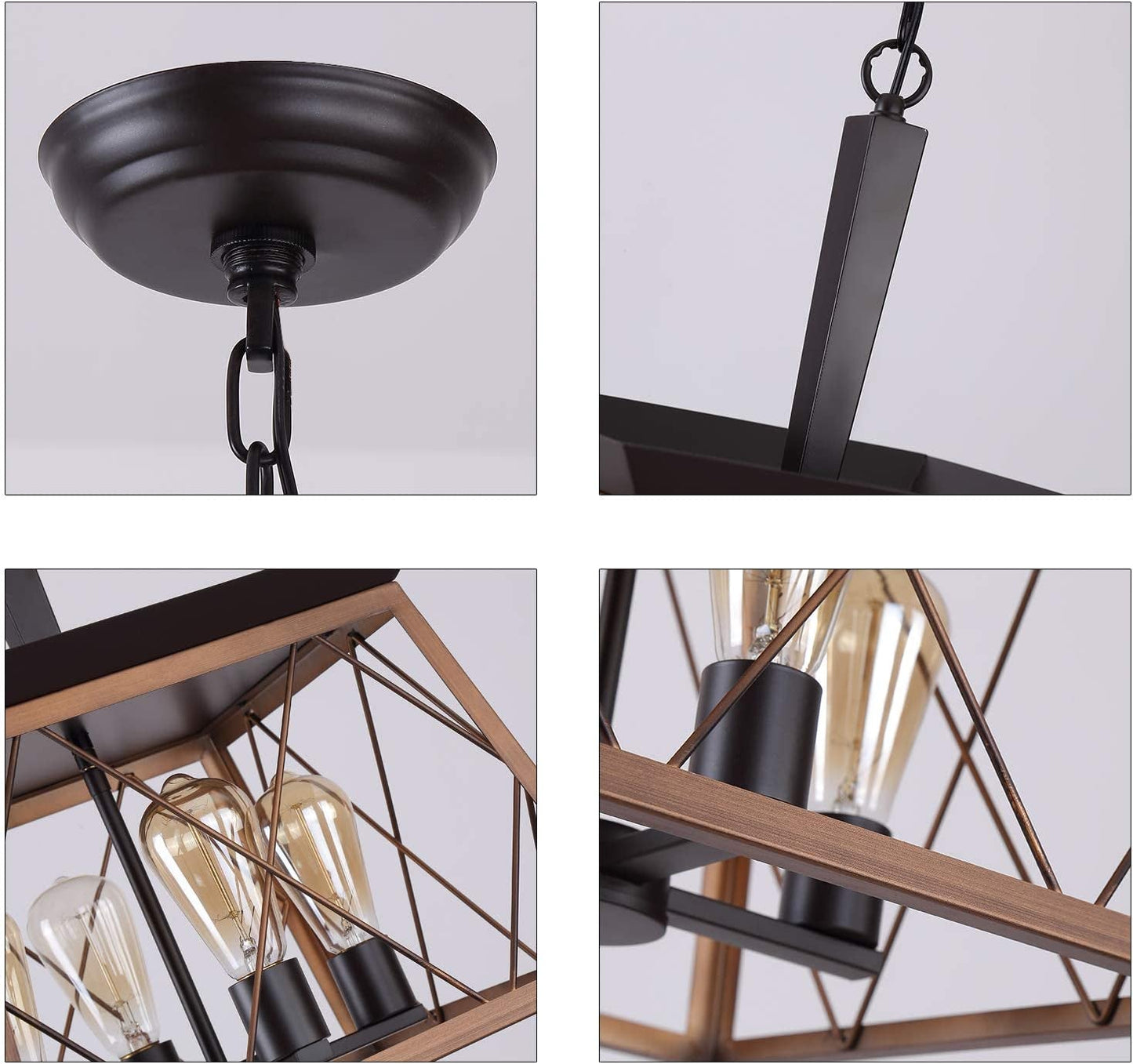 Farmhouse Rustic Chandeliers,Antique Geometric Industrial Hanging