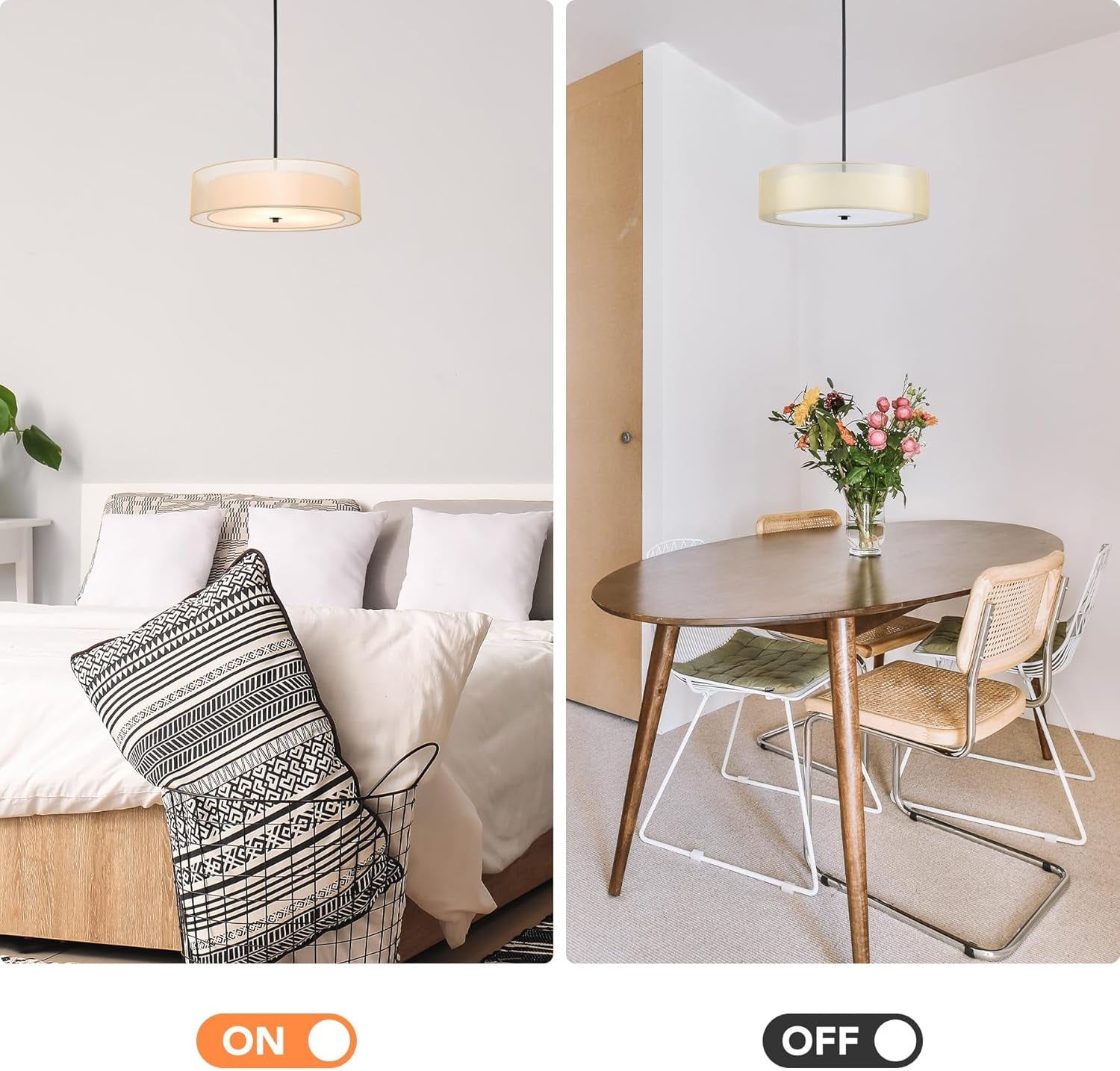 20 Inch Black Drum Pendant Light With Fabric Shade Three Light Matte