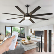 65 Inch Ceiling Fan With Lights Remote Black Indoor Outdoor