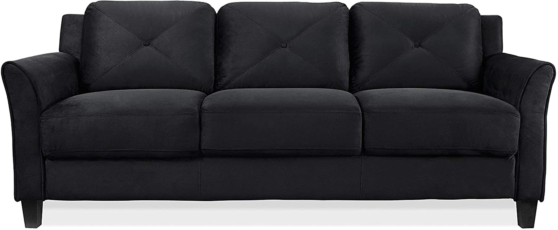 Grayson Sofa Black Button Tufted Rolled Arm Living Room