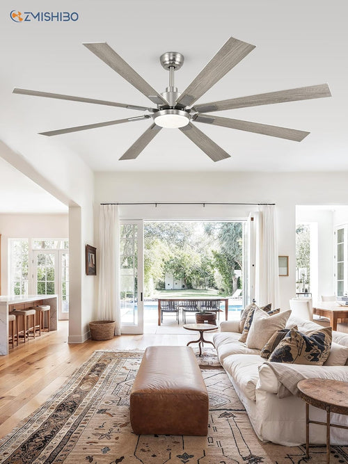 72 Inch Brushed Nickel Ceiling Fan With Light And Remote