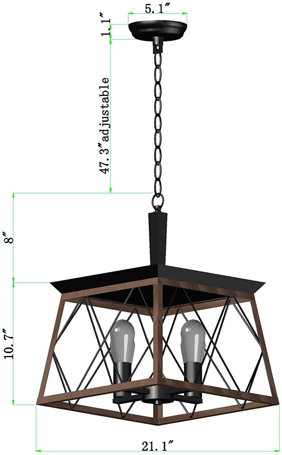 Farmhouse Rustic Chandeliers,Antique Geometric Industrial Hanging