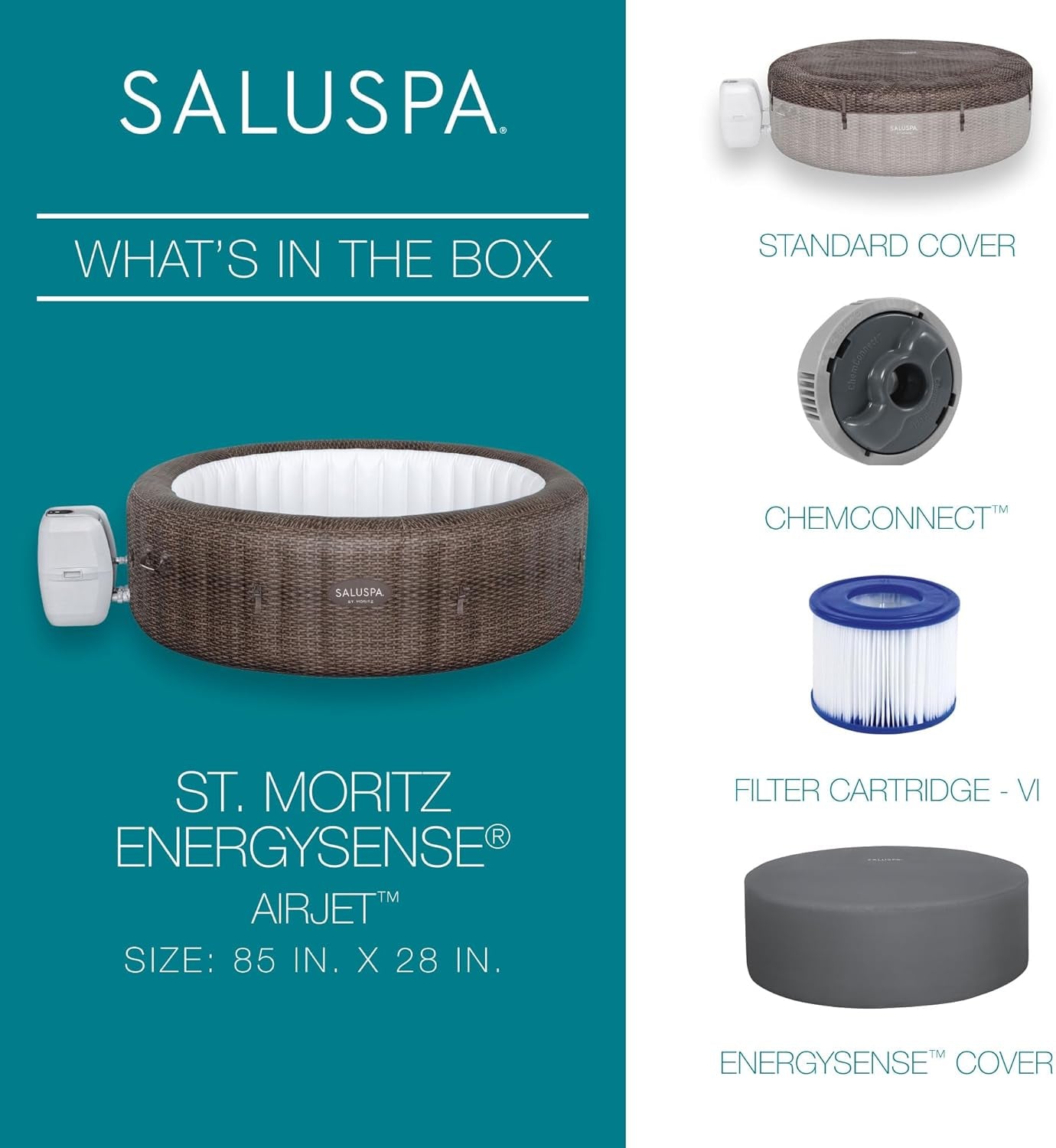 SaluSpa St Moritz Inflatable Hot Tub 7 Person 180 Jets