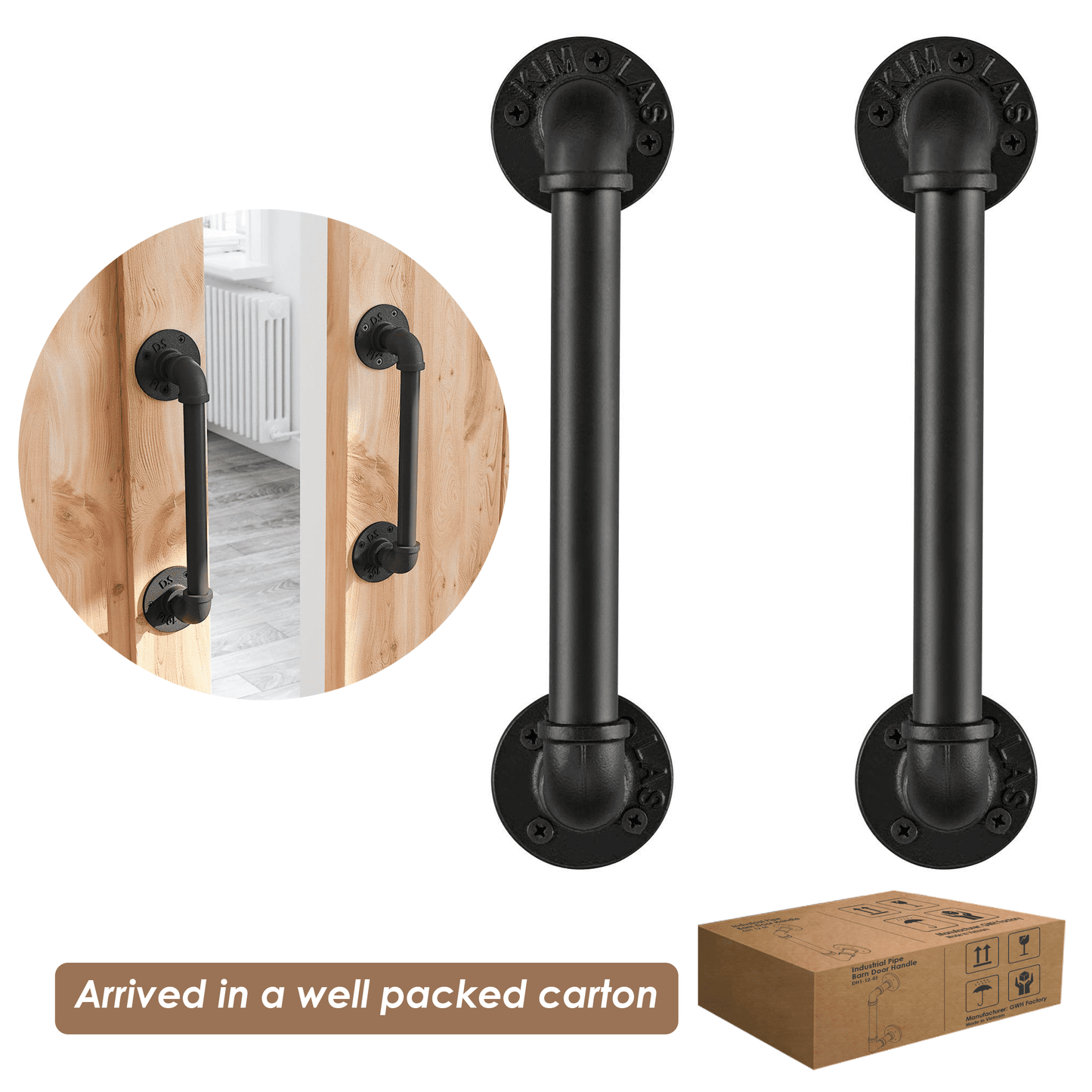 (12in - Black) Industrial Barn Door Handles, 100% high-quality