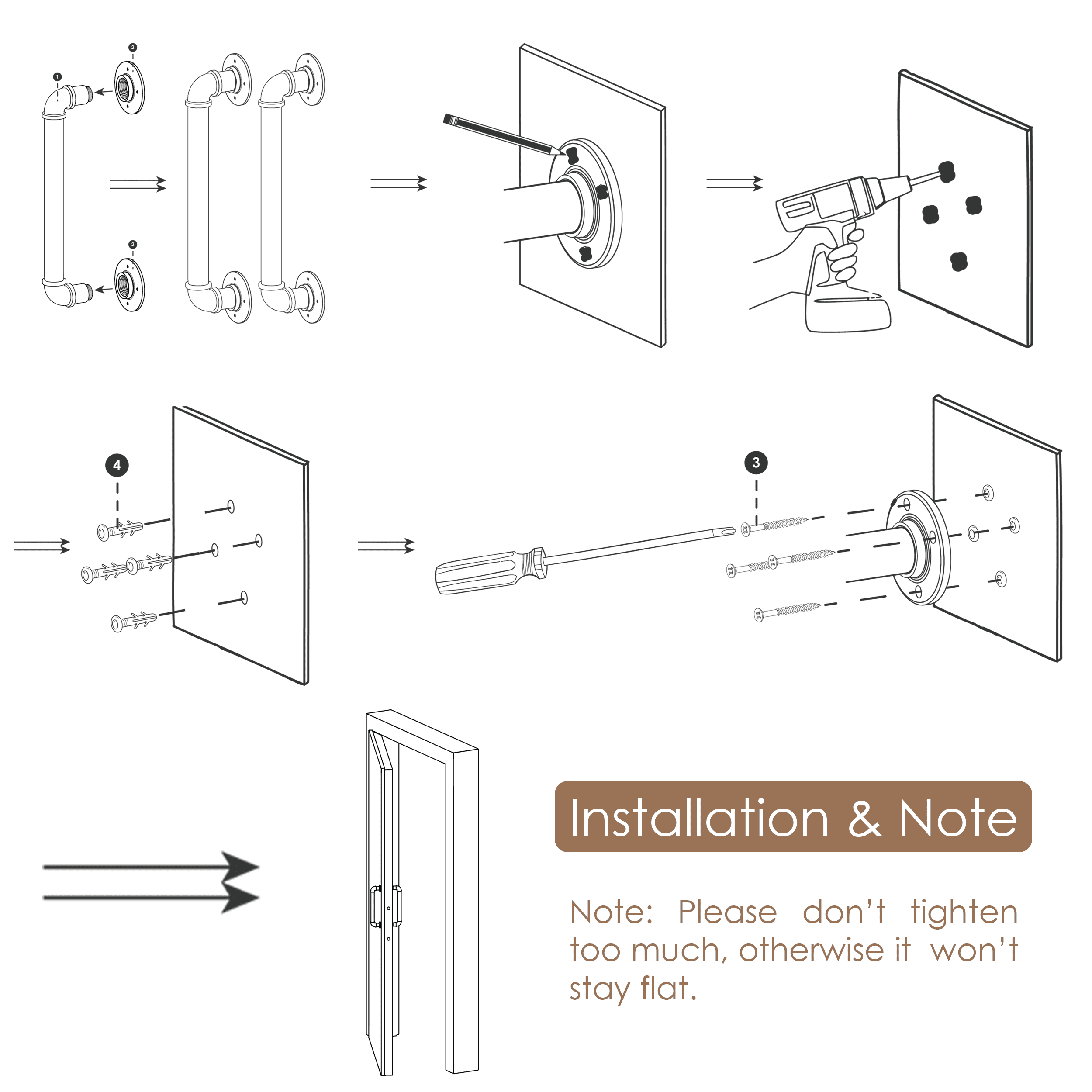 (12in - Black) Industrial Barn Door Handles, 100% high-quality
