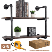 (2 Tier - 30in) Industrial Pipe Shelving, Industrial Floating Shelves
