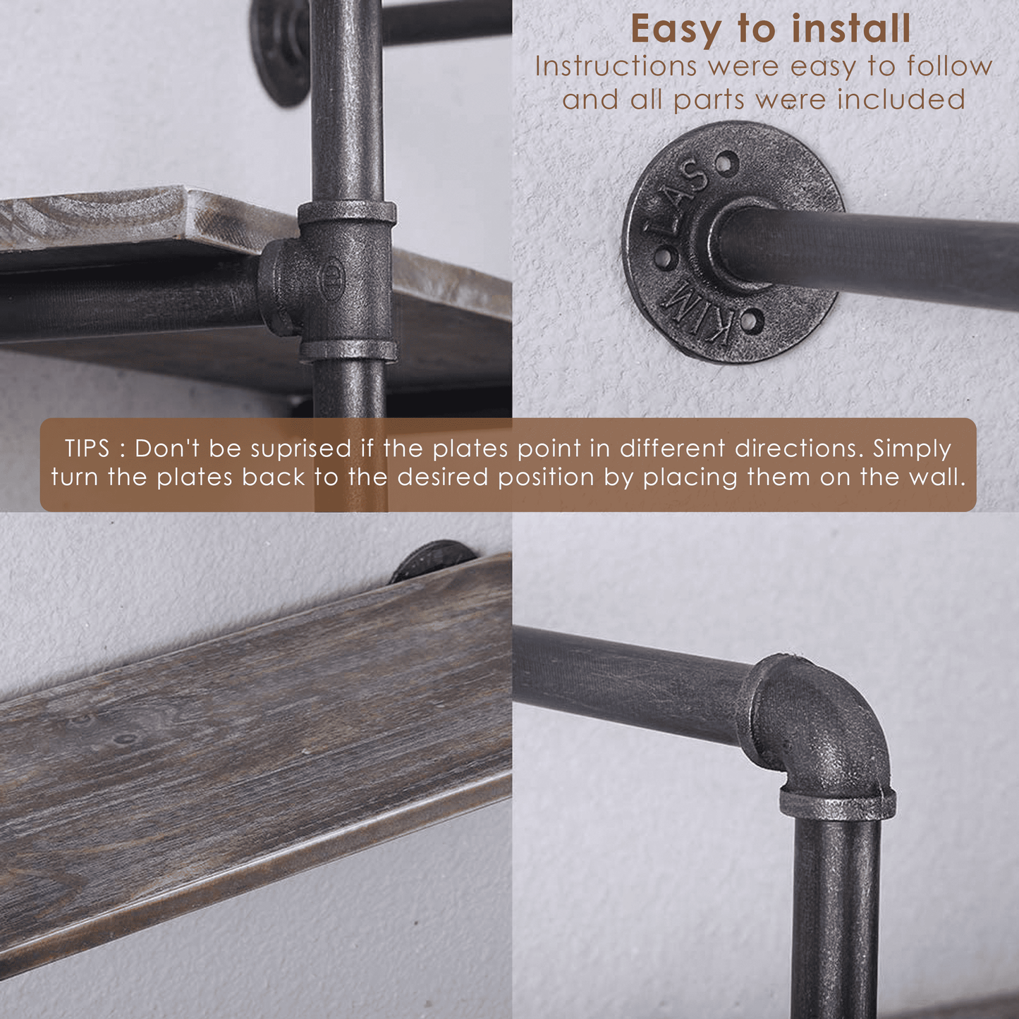 (2 Tier - 30in) Industrial Pipe Shelving, Industrial Floating Shelves