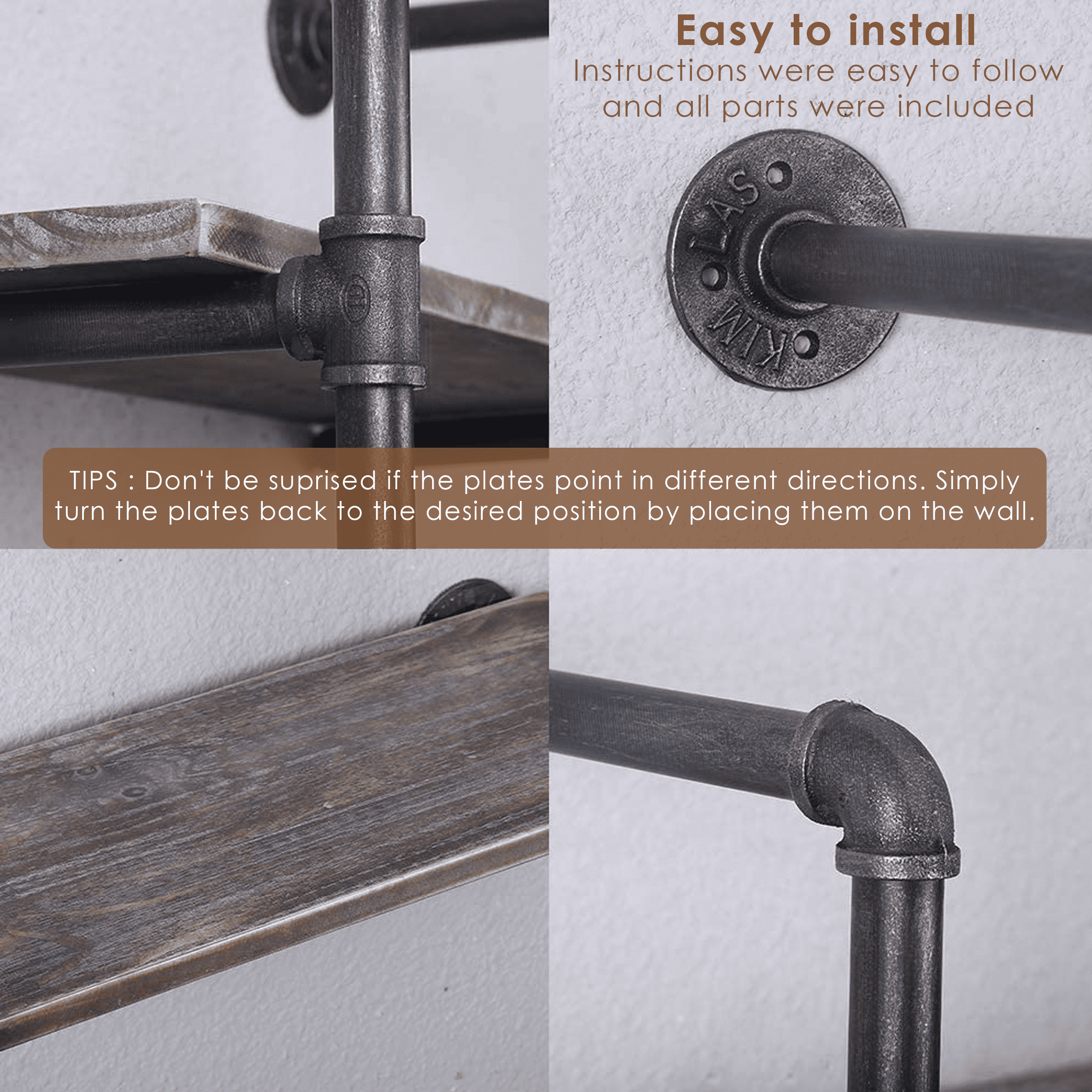 (2 Tier - 30in) Industrial Pipe Shelving, Industrial Floating Shelves