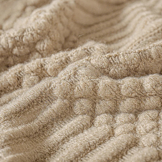 Khaki Gift Knitted Blanket with Tassels Chunky Vintage Luxury