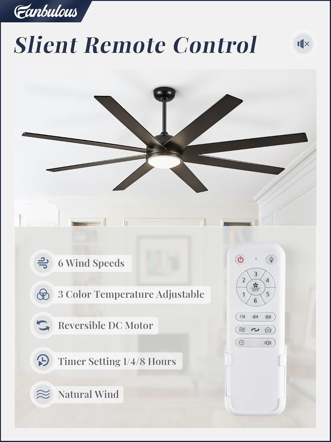 65 Inch Ceiling Fan With Lights Remote Black Indoor Outdoor