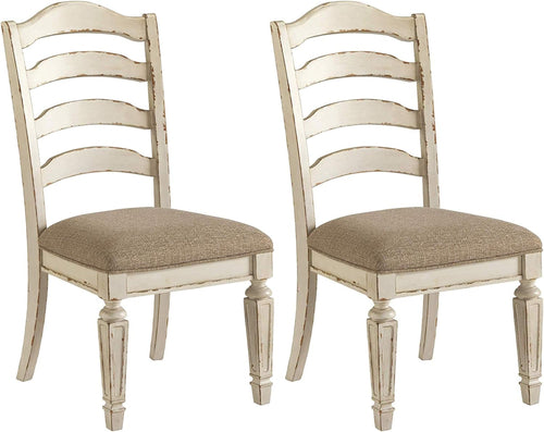 Upholstered Dining Chairs Set, Antique White, 2 Count
