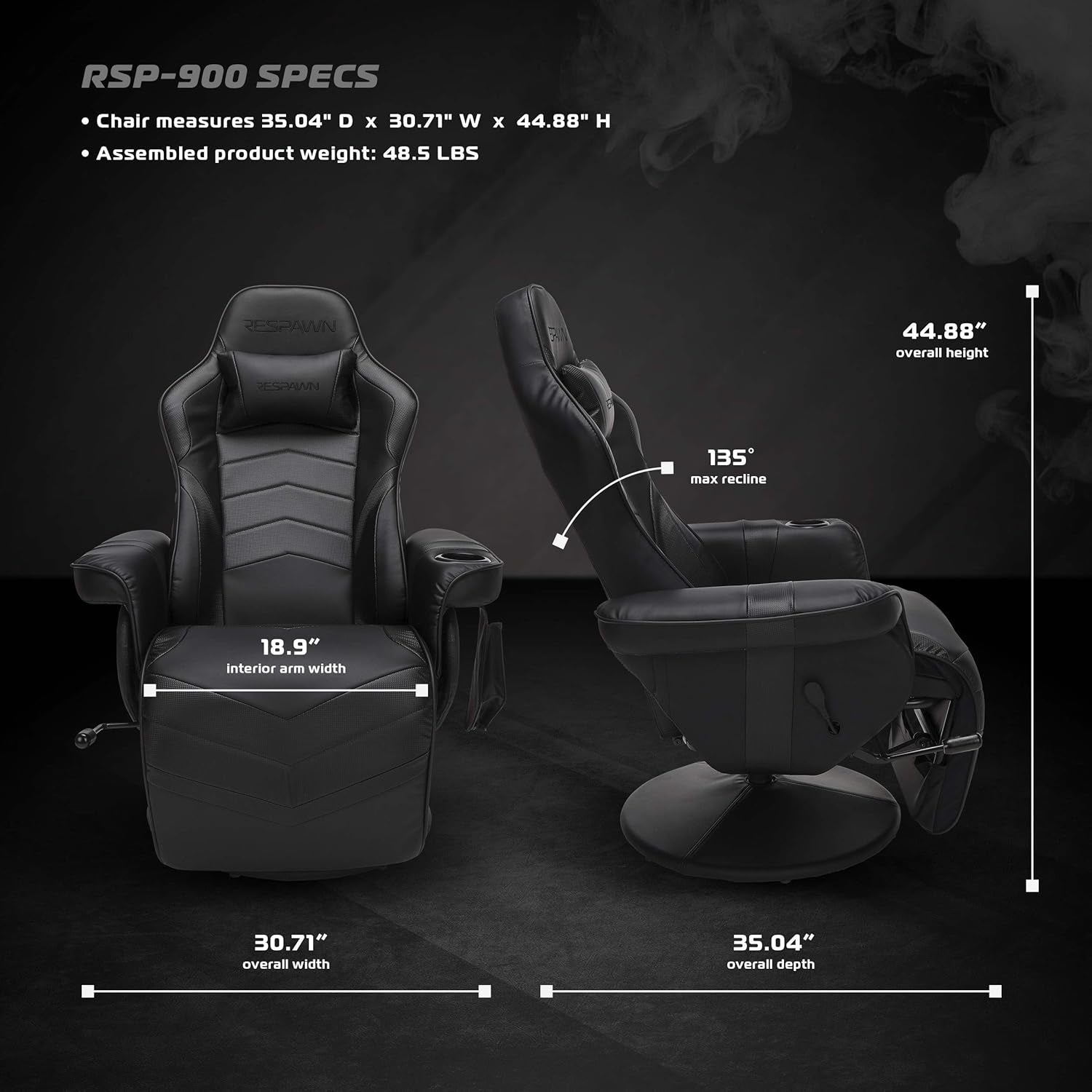 900 Gaming Recliner Black With Adjustable Leg Rest Cupholder