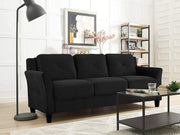 Grayson Sofa Black Button Tufted Rolled Arm Living Room