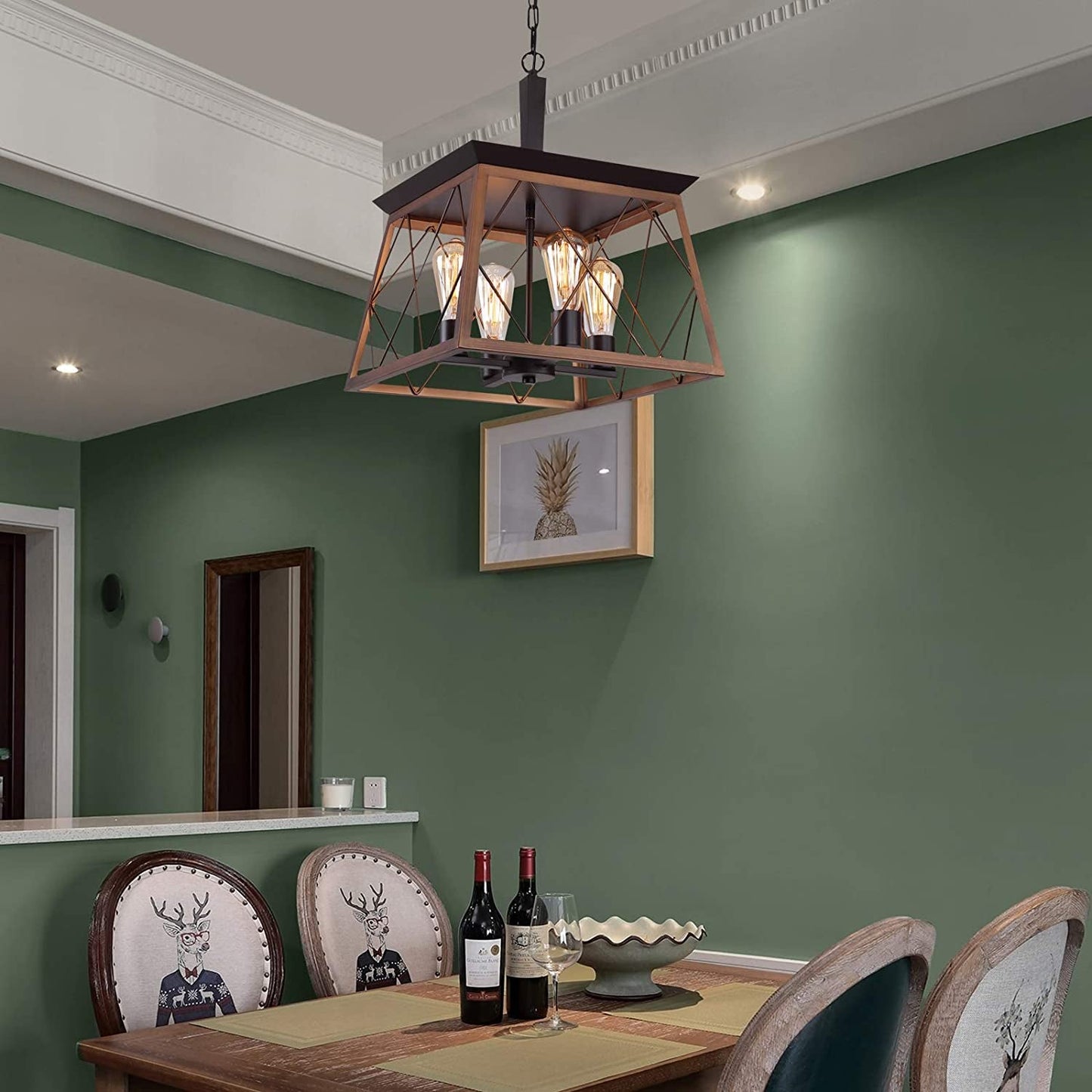 Farmhouse Rustic Chandeliers,Antique Geometric Industrial Hanging